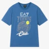 EA7 Emporio Armani Teen Boys Blue Logo Tennis T-Shirt