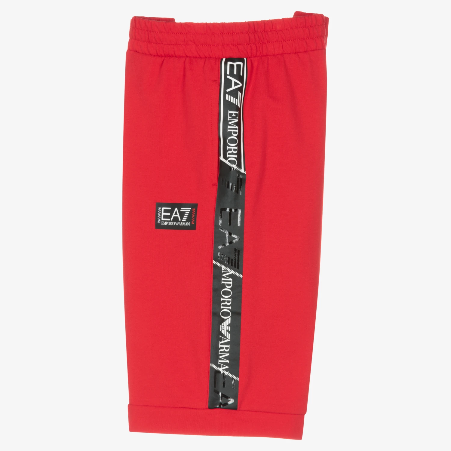 EA7 Emporio Armani Teen Boys Red Cotton Logo Tape Shorts 5 EA7 Emporio Armani Teen Boys Red Cotton Logo Tape Shorts - Image 3