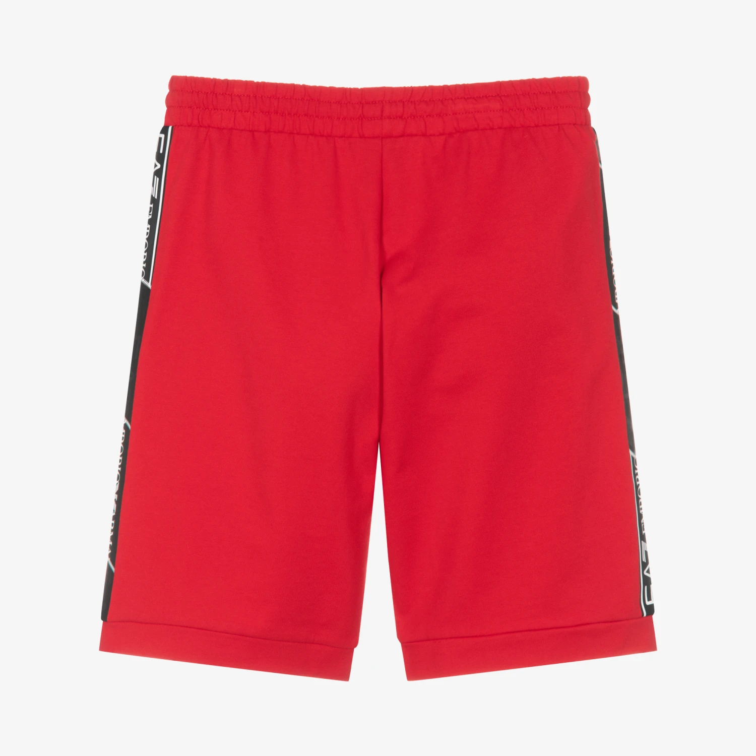 EA7 Emporio Armani Teen Boys Red Cotton Logo Tape Shorts 4 EA7 Emporio Armani Teen Boys Red Cotton Logo Tape Shorts - Image 2