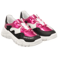 Emporio Armani Teen Black & Pink Trainers