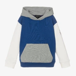 Emporio Armani Teen Boys Blue Colourblock Hoodie