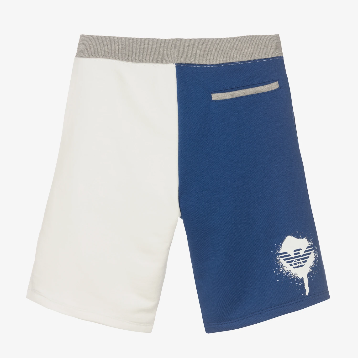Emporio Armani Teen Boys Blue & Ivory Jersey Shorts 4 Emporio Armani Teen Boys Blue & Ivory Jersey Shorts - Image 2