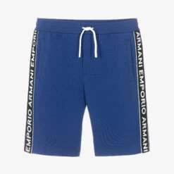 Emporio Armani Teen Boys Blue Jersey Logo Shorts