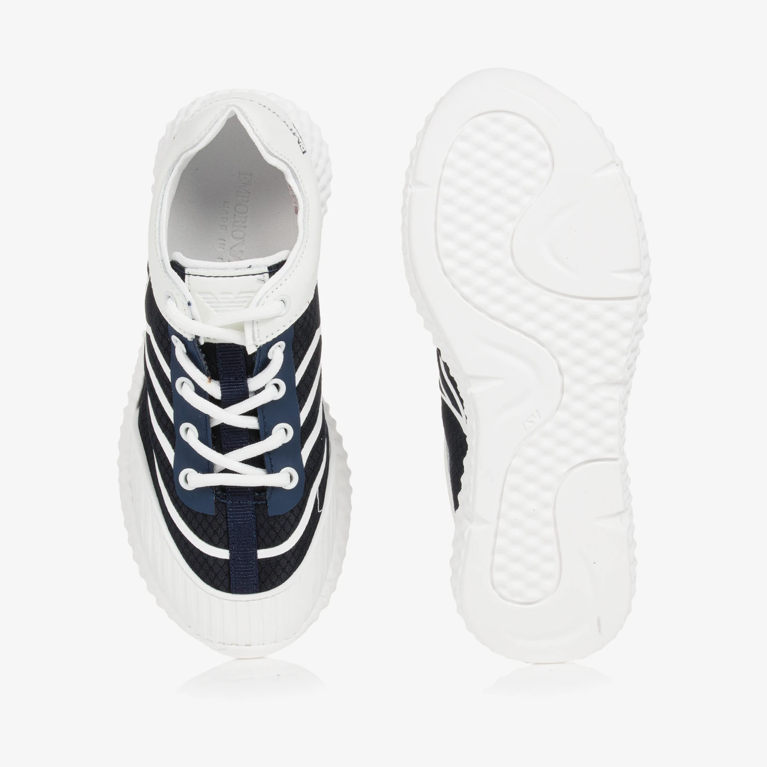 Emporio Armani Teen Boys Blue & White Lace-Up Trainers 6 Emporio Armani Teen Boys Blue & White Lace-Up Trainers - Image 4