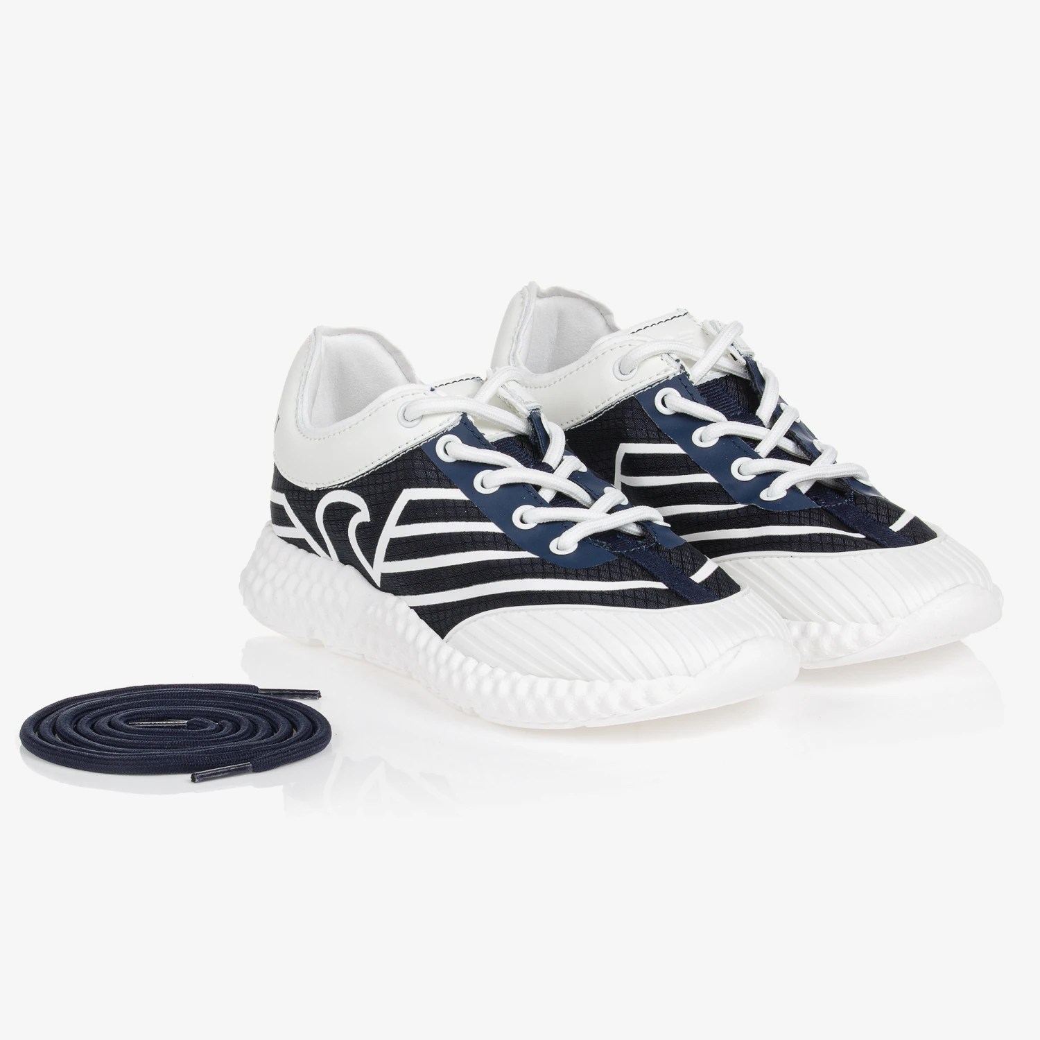 Emporio Armani Teen Boys Blue & White Lace-Up Trainers 7 Emporio Armani Teen Boys Blue & White Lace-Up Trainers - Image 5