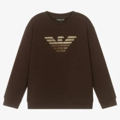 Emporio Armani Teen Boys Brown Logo Sweatshirt