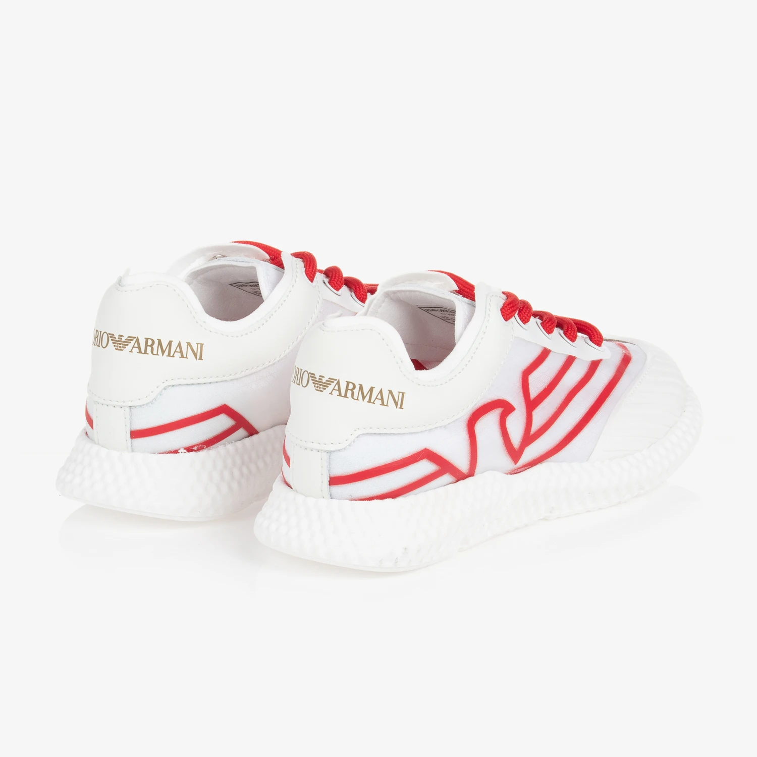 Emporio Armani Teen Boys White & Red Lace-Up Trainers 4 Emporio Armani Teen Boys White & Red Lace-Up Trainers - Image 2