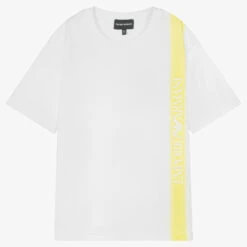 Emporio Armani Teen Boys White & Yellow Logo T-Shirt