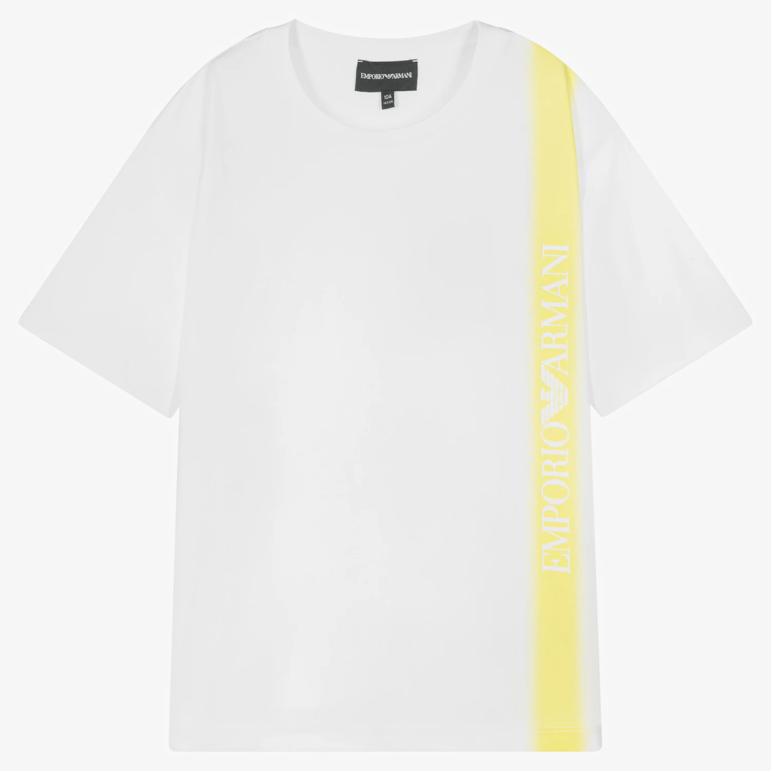 Emporio Armani Teen Boys White & Yellow Logo T-Shirt 3 Emporio Armani Teen Boys White & Yellow Logo T-Shirt