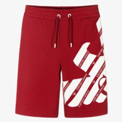 Emporio Armani Teen Red Logo Jersey Shorts