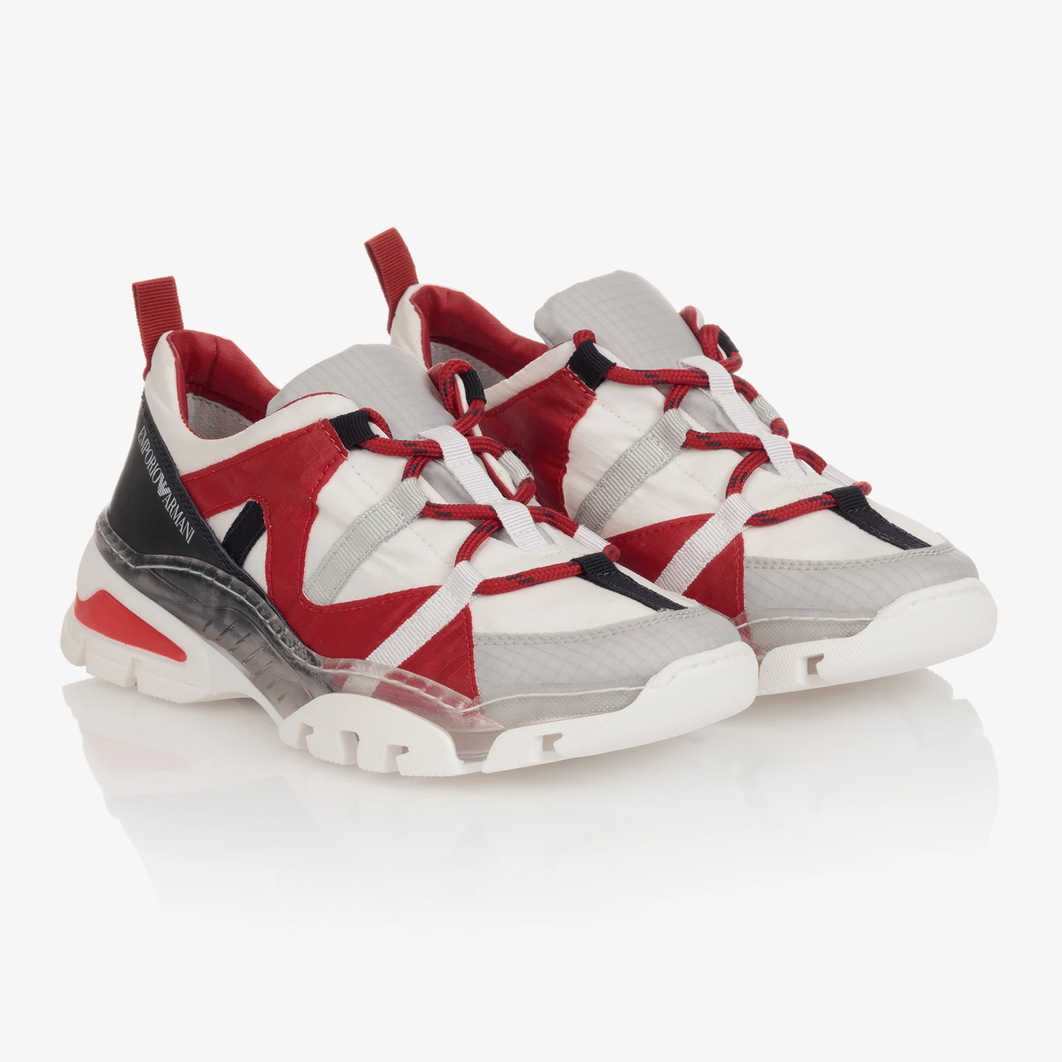 Emporio Armani Teen White & Red Trainers 3 Emporio Armani Teen White & Red Trainers