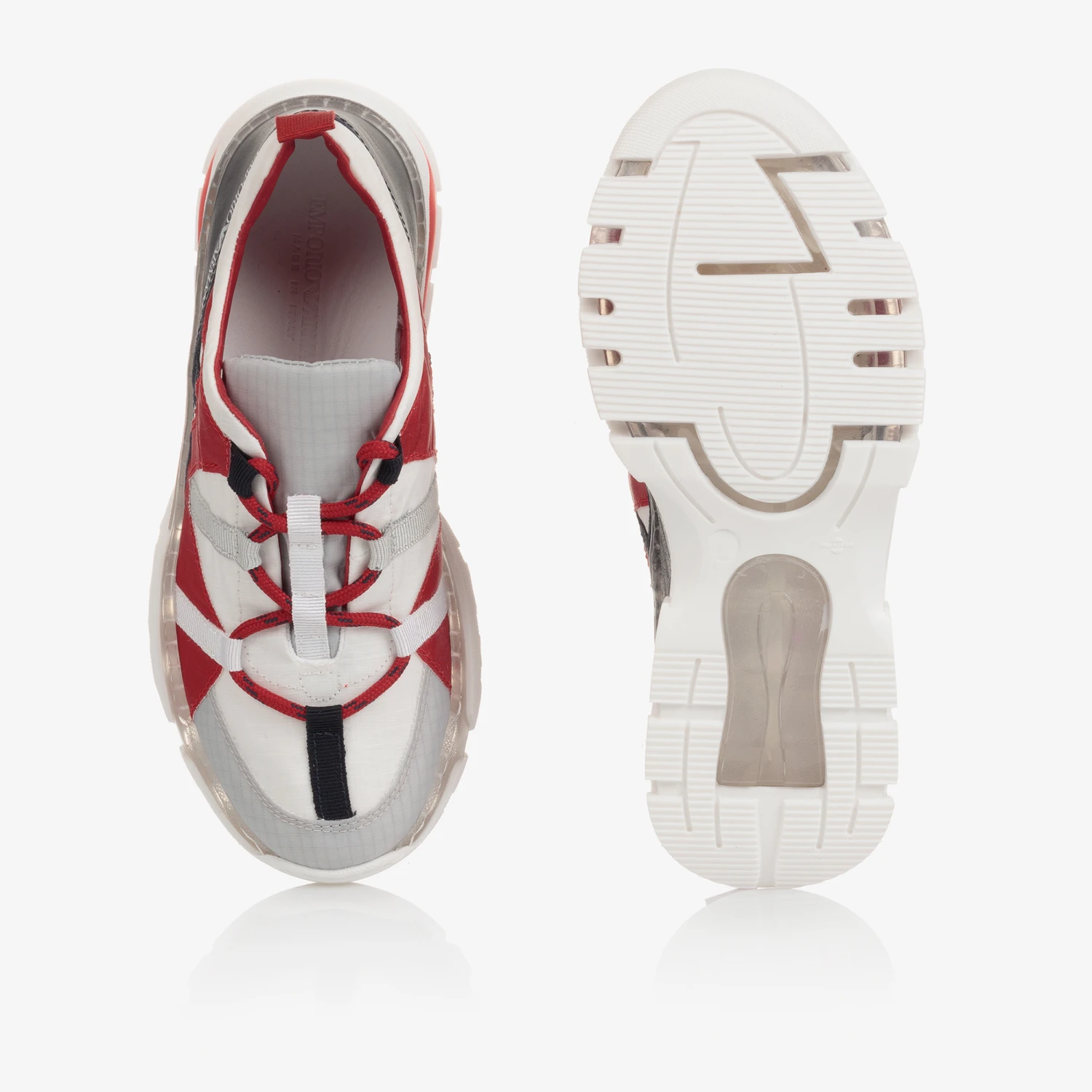 Emporio Armani Teen White & Red Trainers 5 Emporio Armani Teen White & Red Trainers - Image 3