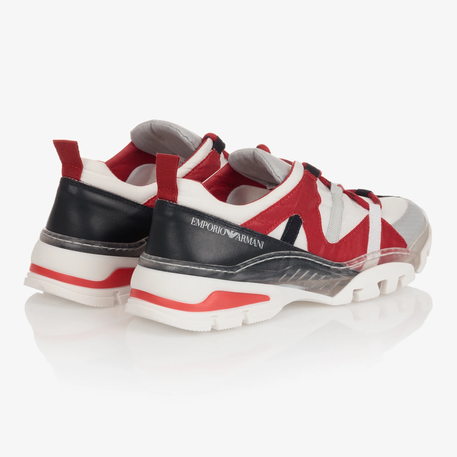 Emporio Armani Teen White & Red Trainers 4 Emporio Armani Teen White & Red Trainers - Image 2