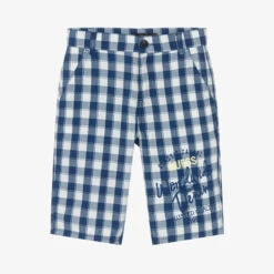 Guess Teen Boys Blue Check Cotton Shorts
