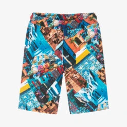 Guess Teen Boys Blue Graphic Cotton Shorts