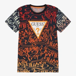 Guess Teen Boys Blue & Orange Logo T-Shirt