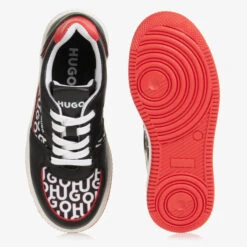 HUGO Teen Boys Black Faux Leather Logo Trainers -Boss Sale Store hugo teen boys black faux leather logo trainers 501185 1f55735ddb705adfe33f4edec2d1f75084c70924