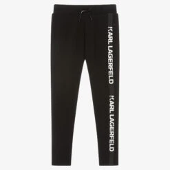 KARL LAGERFELD KIDS Teen Boys Black Cotton Logo Joggers