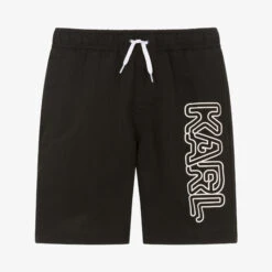 KARL LAGERFELD KIDS Teen Boys Black Logo Swim Shorts