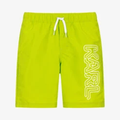 KARL LAGERFELD KIDS Teen Boys Green Logo Swim Shorts
