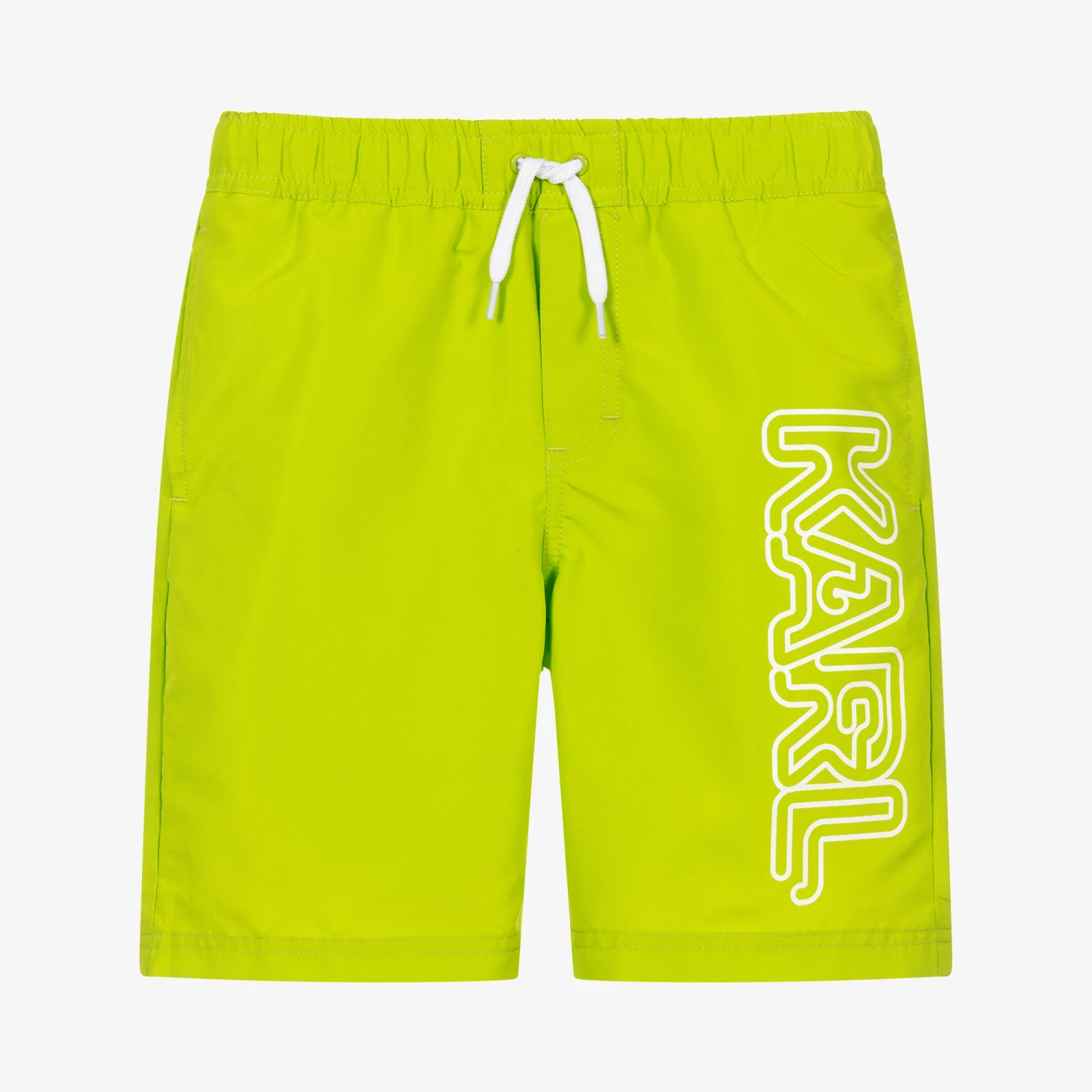 KARL LAGERFELD KIDS Teen Boys Green Logo Swim Shorts 2 KARL LAGERFELD KIDS Teen Boys Green Logo Swim Shorts