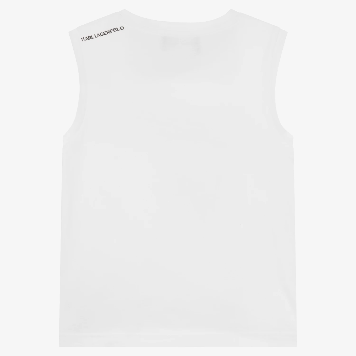 KARL LAGERFELD KIDS Teen Boys White Sleeveless Logo T-Shirt 4 KARL LAGERFELD KIDS Teen Boys White Sleeveless Logo T-Shirt - Image 2