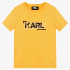 KARL LAGERFELD KIDS Teen Boys Yellow Cotton Logo T-Shirt