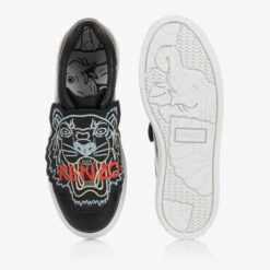 KENZO KIDS Teen Black Leather Trainers -Boss Sale Store kenzo kids teen black leather trainers 438624 52b140f8f1bd8ae480cc506ab7ae788401b29a5f