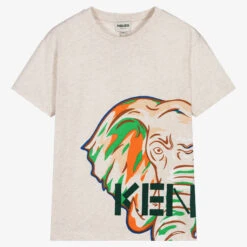 KENZO KIDS Teen Boys Beige Elephant T-Shirt