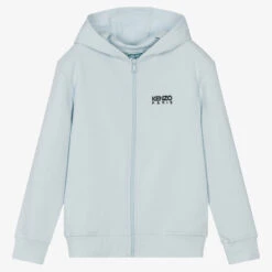KENZO KIDS Teen Boys Blue Logo Zip-Up Hoodie