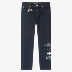 KENZO KIDS Teen Boys Dark Blue Denim Jeans