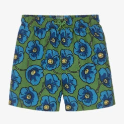 KENZO KIDS Teen Boys Green Poppy Logo Swim Shorts
