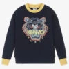 KENZO KIDS Teen Boys Navy Blue Tiger Sweatshirt