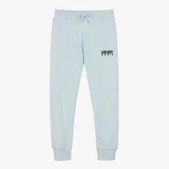 KENZO KIDS Teen Boys Pale Blue Cotton Logo Joggers