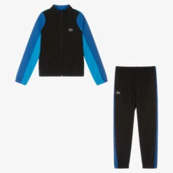 Lacoste Teen Boys Black & Blue Logo Tracksuit