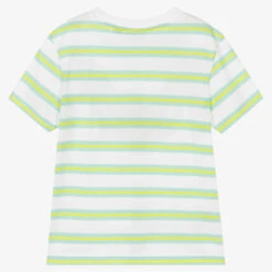 Lacoste Teen Boys White & Green Striped Cotton T-Shirt -Boss Sale Store lacoste teen boys white green striped cotton t shirt 512502 c146d221efcf88763592796f48ca6e3b1934718b