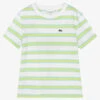 Lacoste Teen Boys White & Green Striped Cotton T-Shirt -Boss Sale Store lacoste teen boys white green striped cotton t shirt 512502 f324aa6e67ef0f54f2b776e0a6f300df48734819