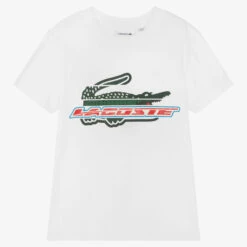 Lacoste Teen Boys White Logo Cotton T-Shirt
