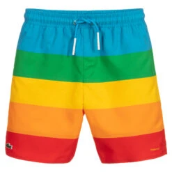 Lacoste Teen Rainbow Logo Swim Shorts