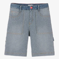 MARC JACOBS Teen Boys Striped Blue Denim Shorts