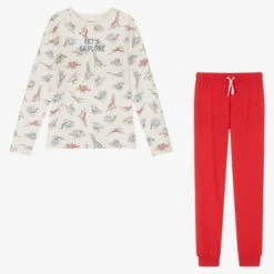 Mayoral Teen Boys Red Cotton Dinosaur Pyjamas