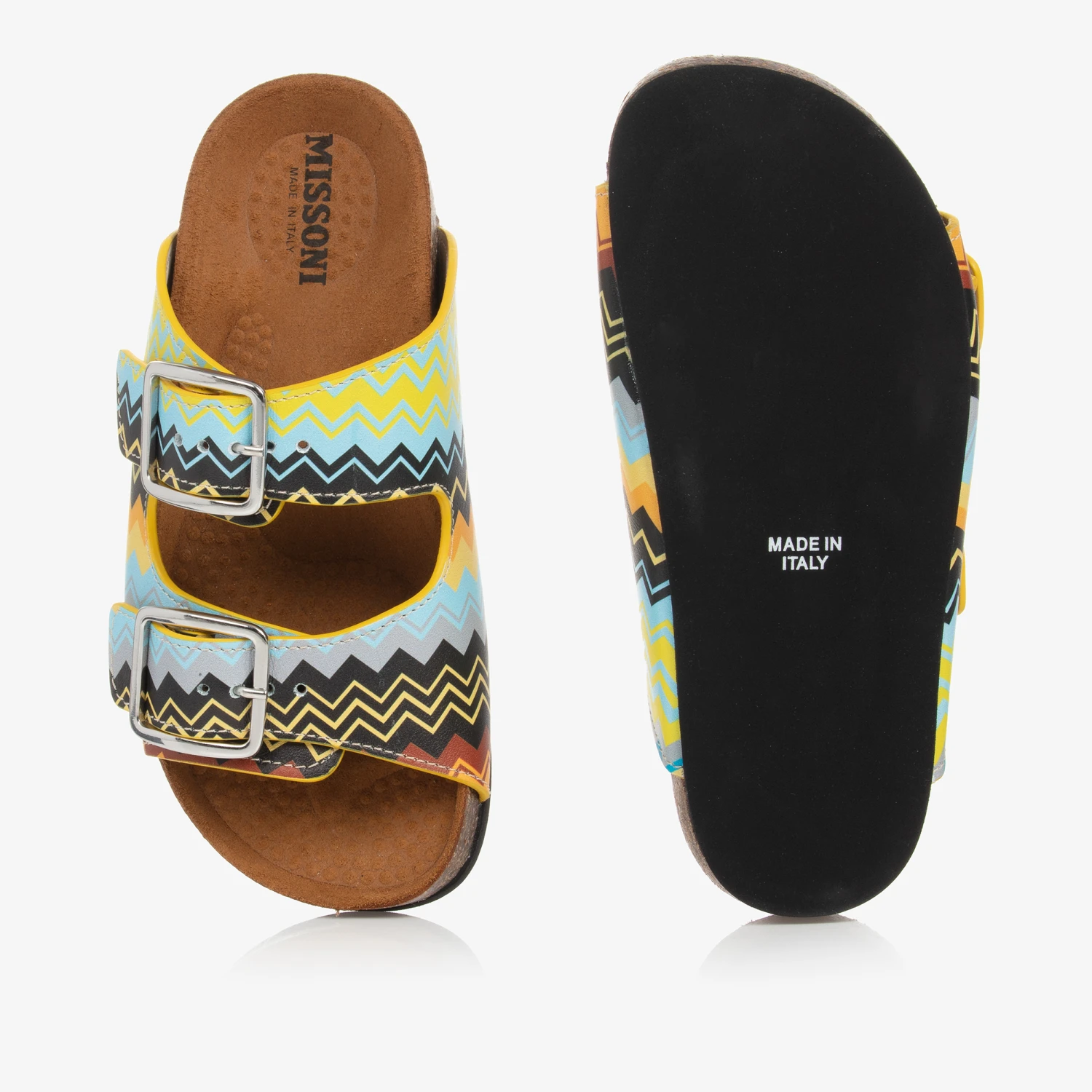 Missoni Teen Blue & Yellow Leather Zigzag Sandals 6 Missoni Teen Blue & Yellow Leather Zigzag Sandals - Image 4