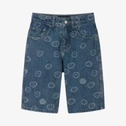 Molo Teen Blue Happy Face Denim Shorts