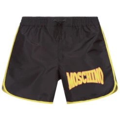 Moschino Kid-Teen Teen Black Logo Swim Shorts