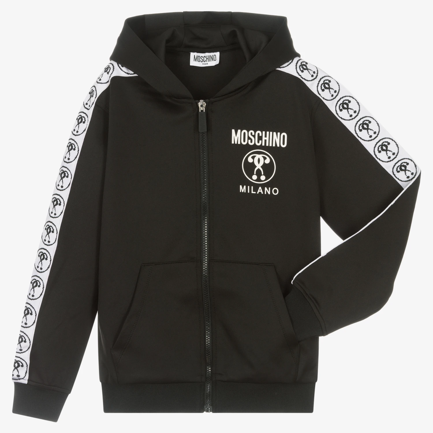 Moschino Kid-Teen Teen Black Logo Zip-Up Top 5 Moschino Kid-Teen Teen Black Logo Zip-Up Top - Image 3