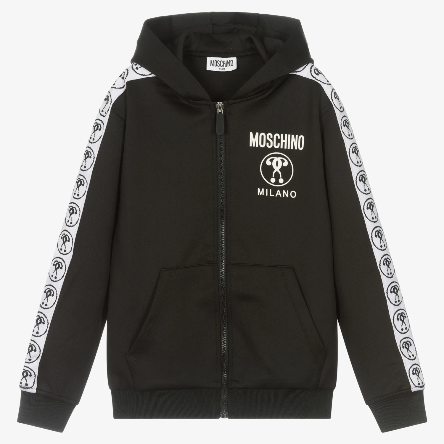 Moschino Kid-Teen Teen Black Logo Zip-Up Top 3 Moschino Kid-Teen Teen Black Logo Zip-Up Top
