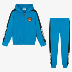 Moschino Kid-Teen Teen Blue Logo Tape Tracksuit