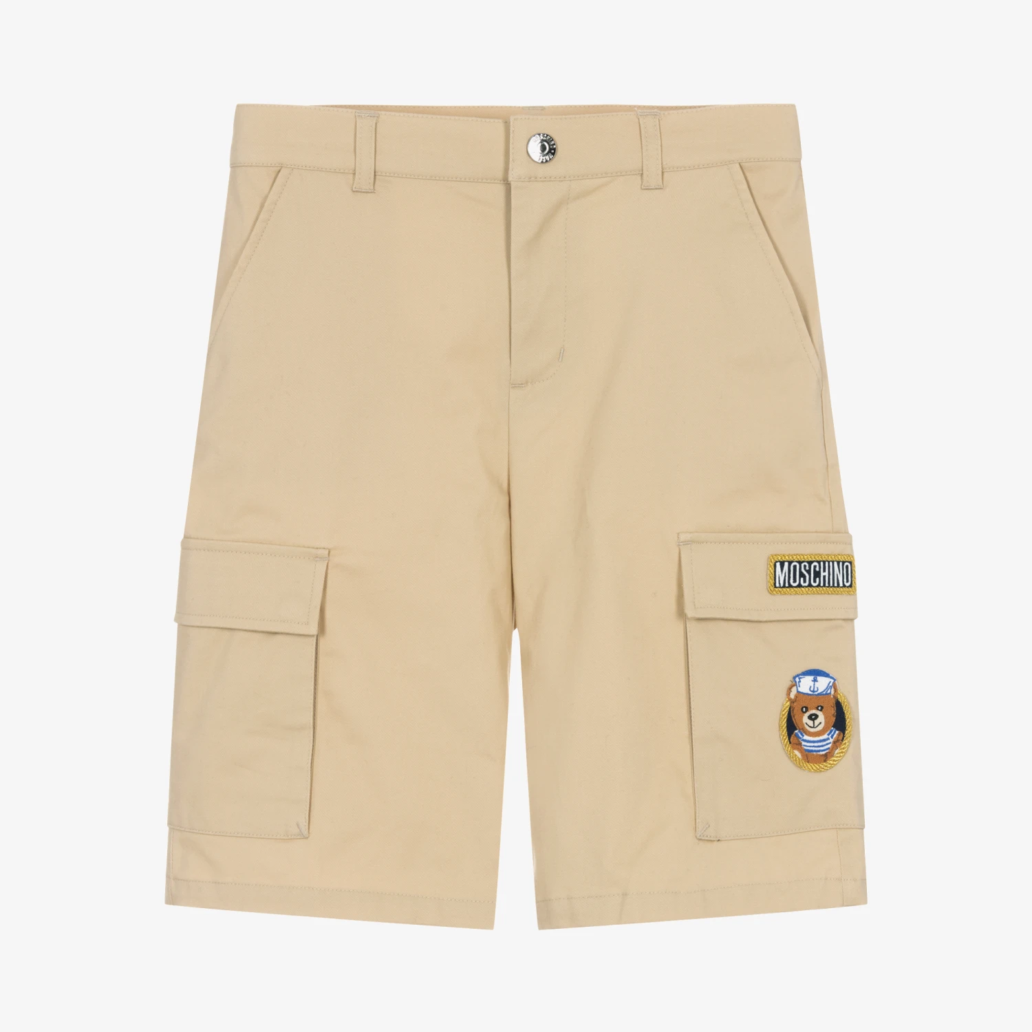 Moschino Kid-Teen Teen Boys Beige Cotton Cargo Logo Shorts 3 Moschino Kid-Teen Teen Boys Beige Cotton Cargo Logo Shorts