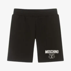 Moschino Kid-Teen Teen Boys Black Double Smiley Logo Shorts