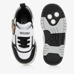Moschino Kid-Teen Teen Boys Black & White Leather Trainers -Boss Sale Store moschino teen boys black white leather trainers 492517 36c5b947b706e37a955a2a7c675e9bf6eba8c795